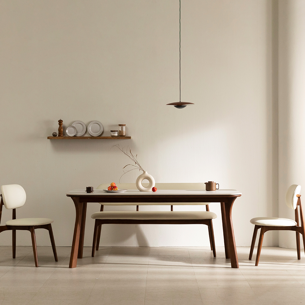 모드니 양면 세라믹 식탁 테이블 4인용 스퀘어 화이트/그레이 1400 내추럴