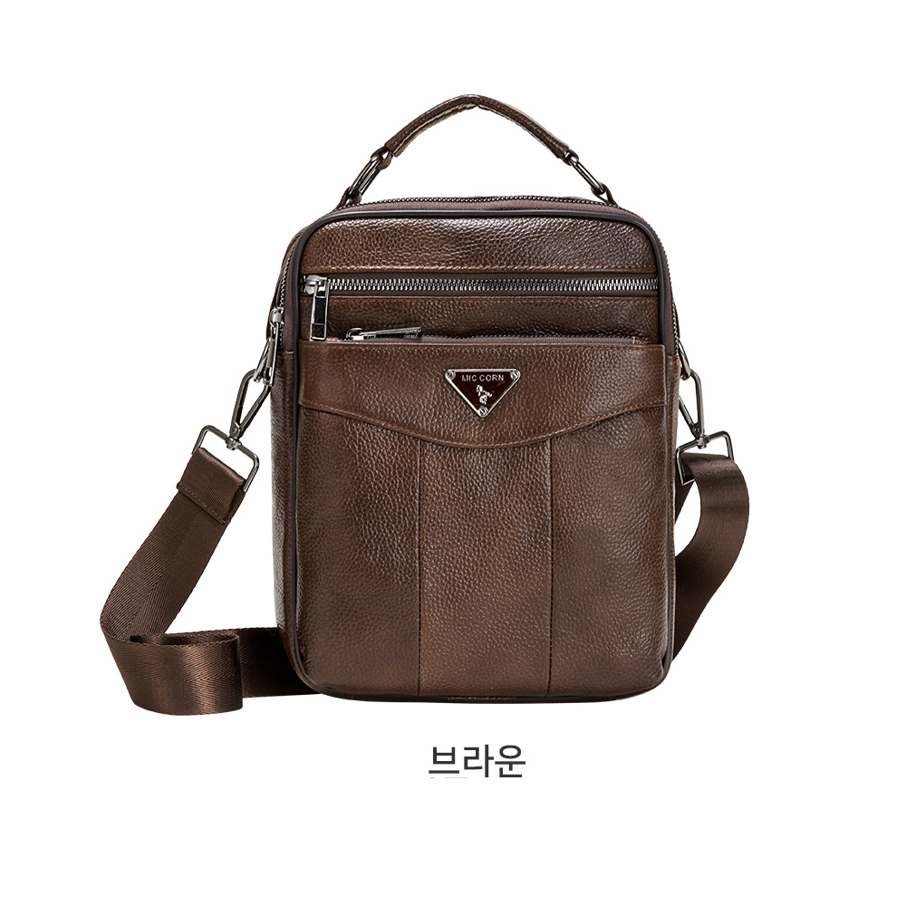 천연 소가죽 메신저백 고급 가죽 작은 소형 미니 아이패드 남성 크로스 가방 - 상세 이미지 4