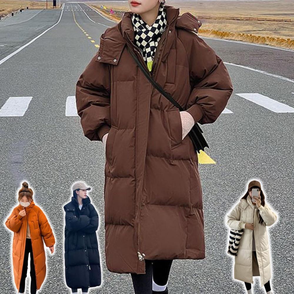 브라운패딩 파카 하이넥패딩 코트 여성롱패딩 - 상품 이미지