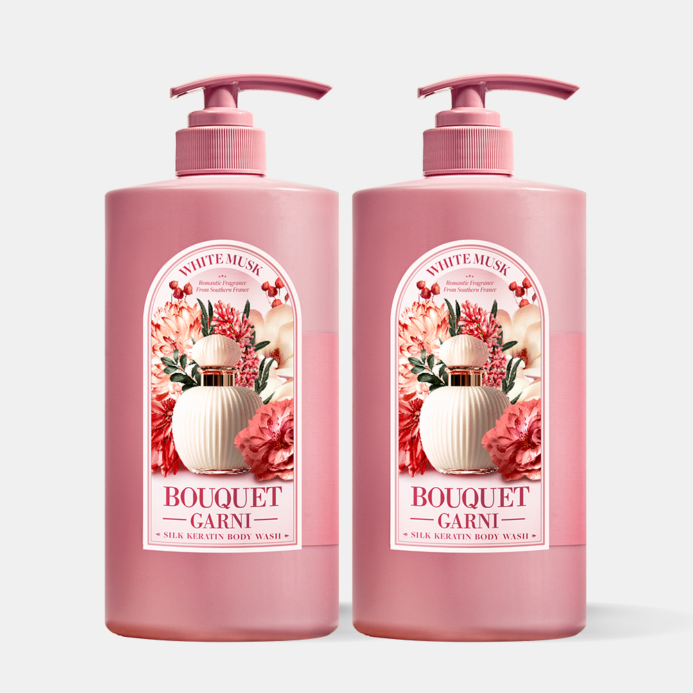 [2개] 부케가르니 모이스처 바디워시 1,000ml  대용량 향좋은 약산성 퍼퓸 바디샤워 화이트머스크 향