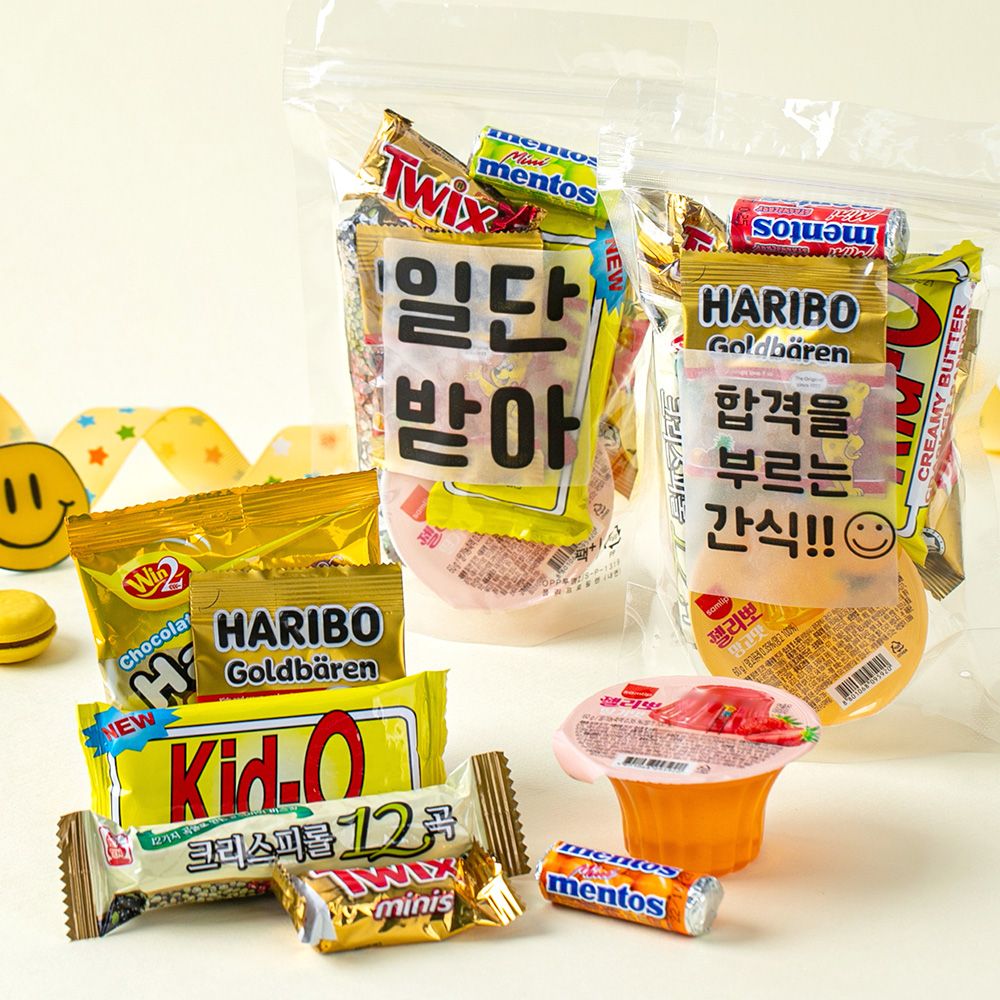 더하모니 투명 지퍼팩 간식세트(소)어린이집 학교 교회 과자 세트 - 상품 이미지