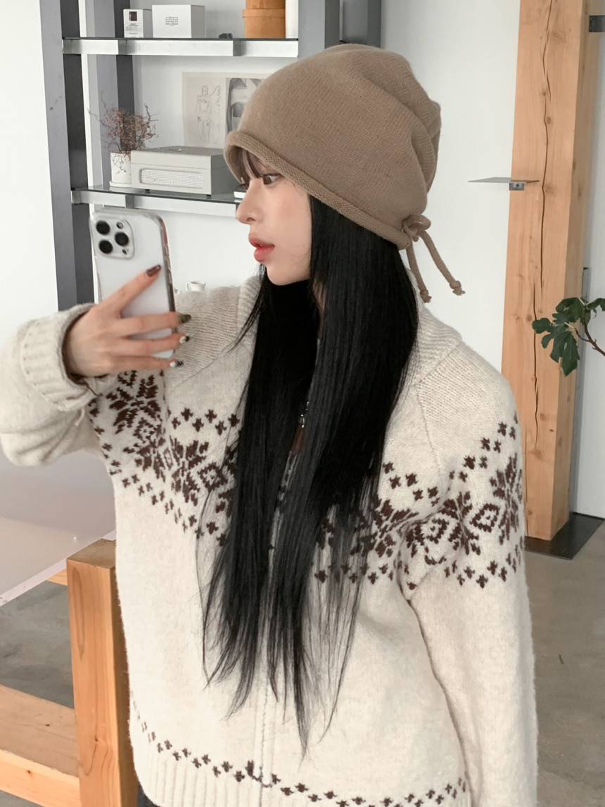[인기폭주] 뉴롤업 쪼임 니트 무지 롱 비니 모자 4color 상세 이미지 18