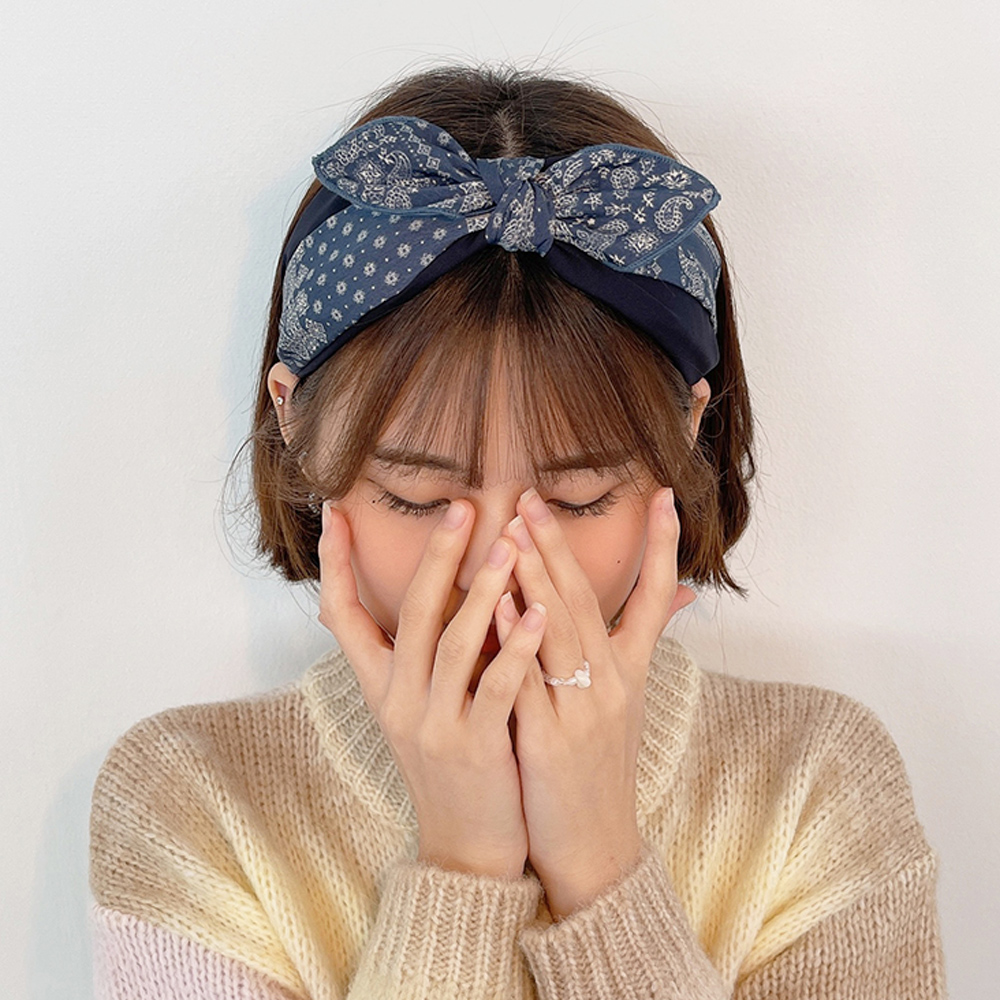 페이즐리 리본머리띠 반다나 와이드헤어밴드 스카프머리띠 헤어터번 여름머리띠 이미지 4