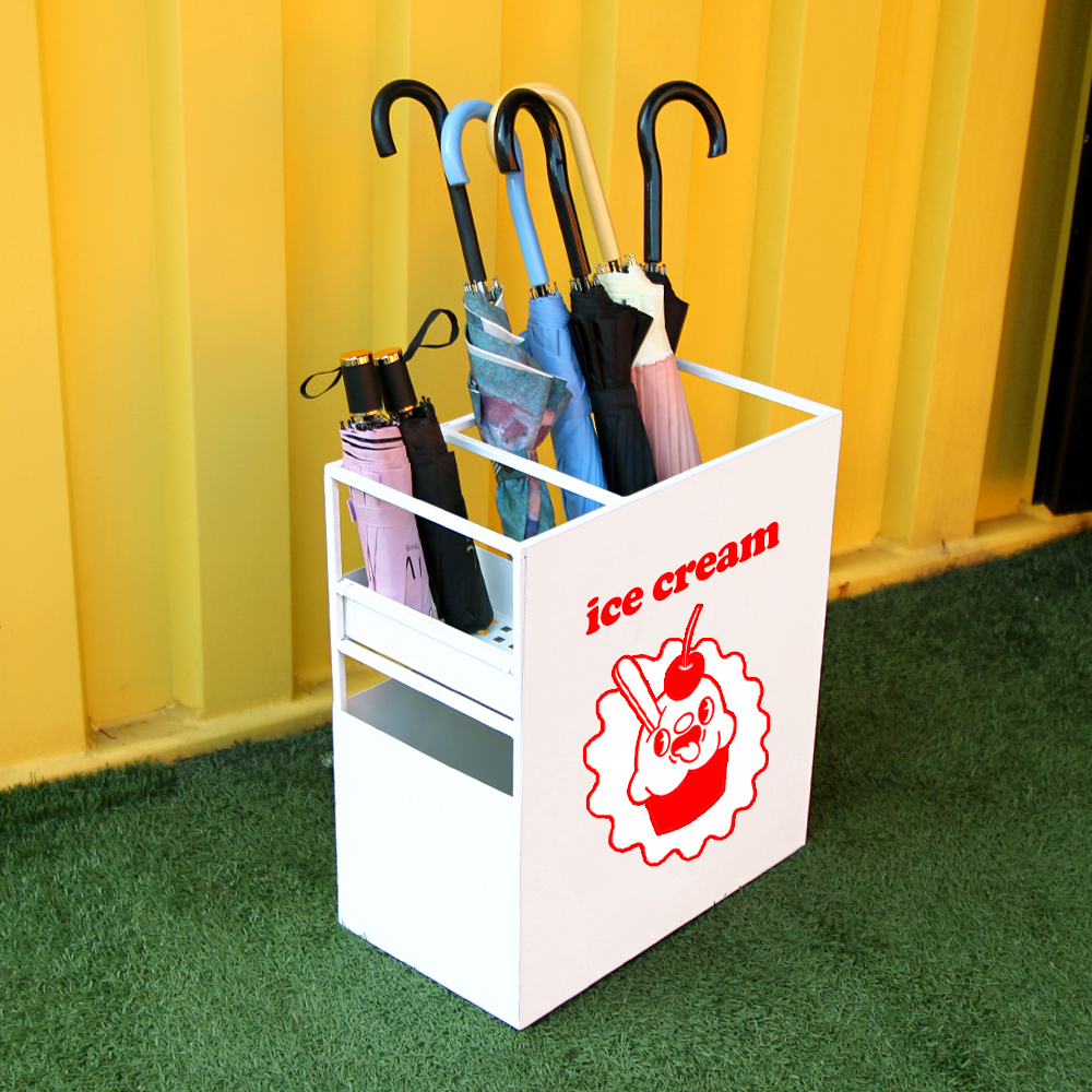 설렘하우스 심볼 철제 사각 우산꽂이 업소용 매장 우산거치대 로고커스텀