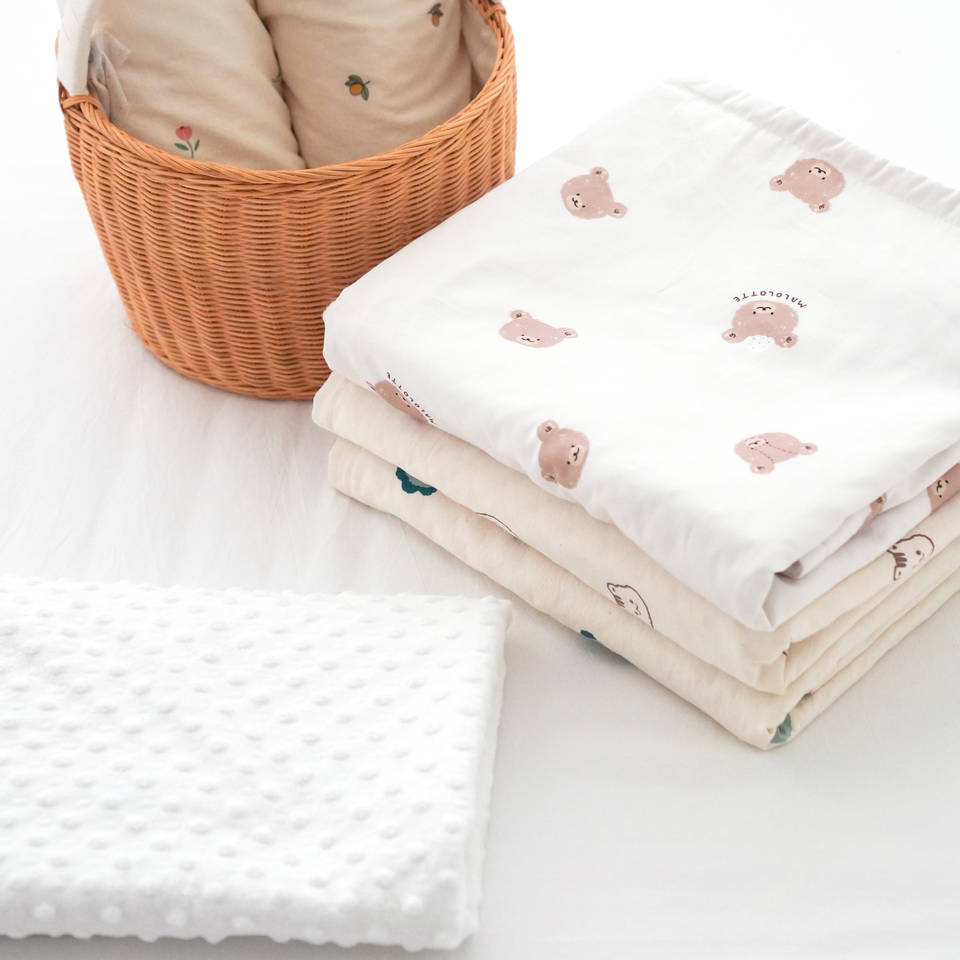 마롤로뜨 아기 블랭킷 순면 극세사 애착이불 유모차 무릎담요 벨보아 초코베어 L 90x130