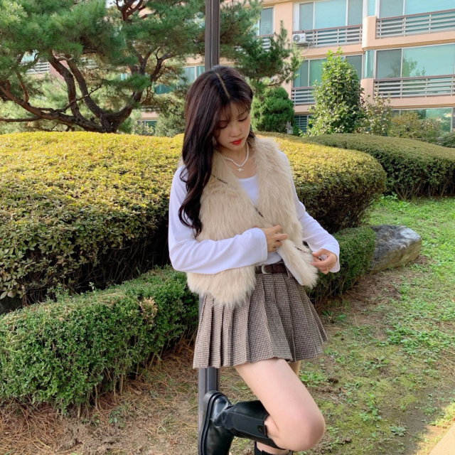 겨울 레이어드 밍크 페이크 퍼 베스트 조끼 - 상품 이미지