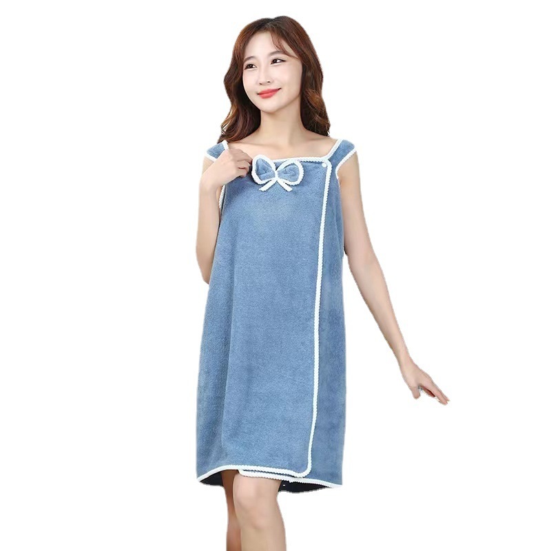 털빠짐 없는 웨어러블 목욕 타올 1+1 Bowknot 벨벳 수분흡수 빠른건조 - 상세 이미지 2