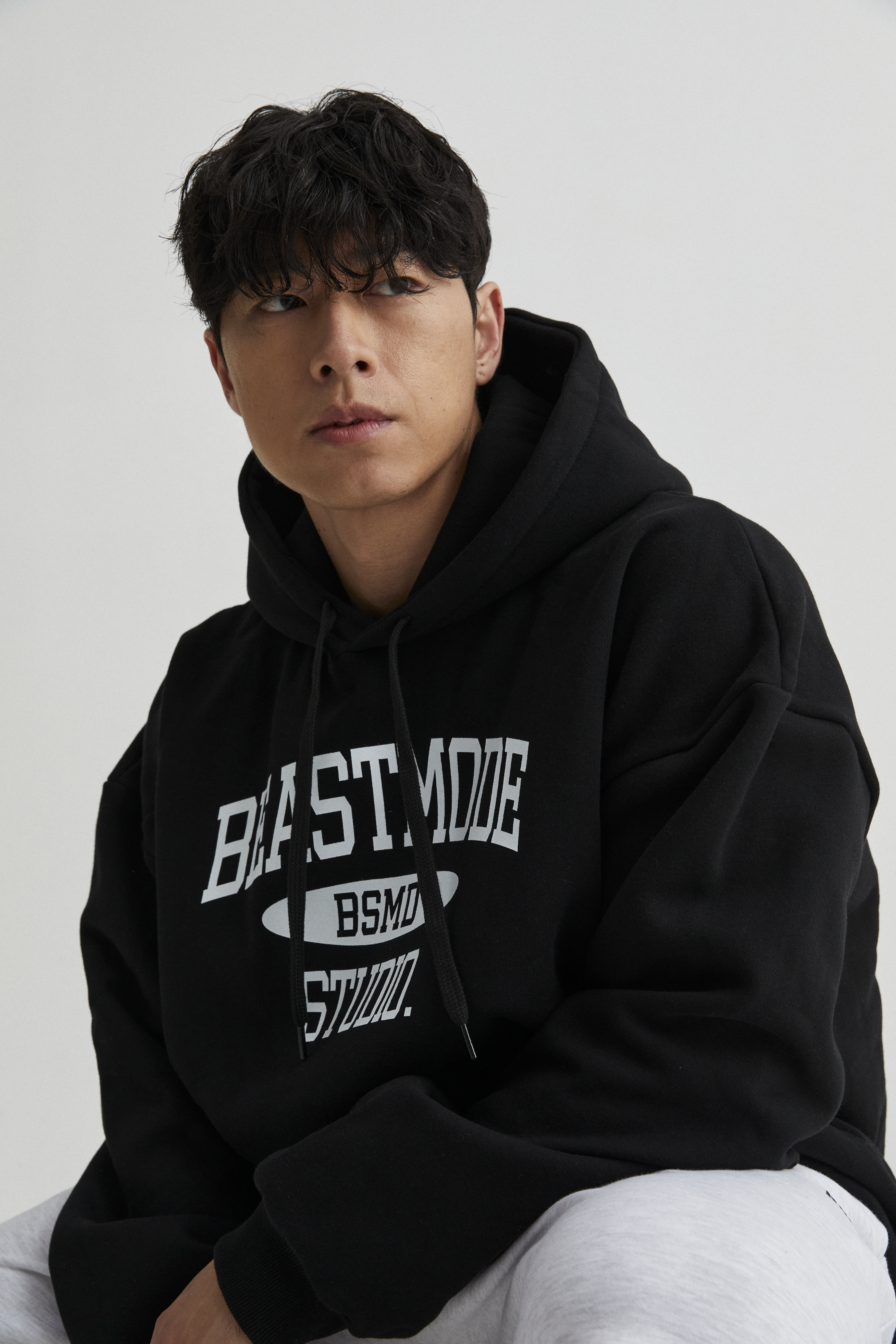 비스트모드 5컬러 스튜디오 기모 후드 헬스 오버핏 짐웨어 긴팔 티셔츠 BSMD - 상세 이미지 5