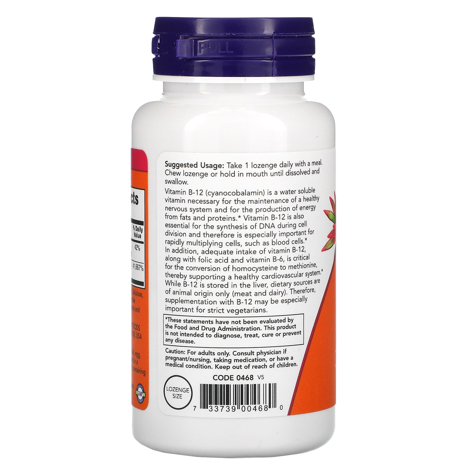 나우푸드 B12 엽산 시아노코발라민 1000mcg 250정 - 상세 이미지 3