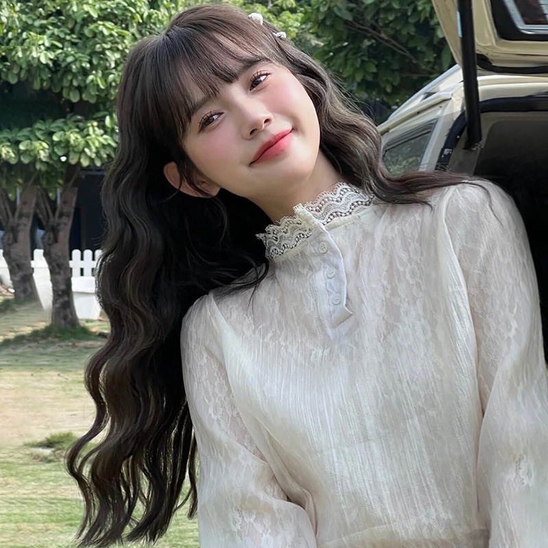 자연스러운 통가발 중단발 장발 항암 탈모 긴 생머리 패션 웨이브펌 가발 - 메인 이미지