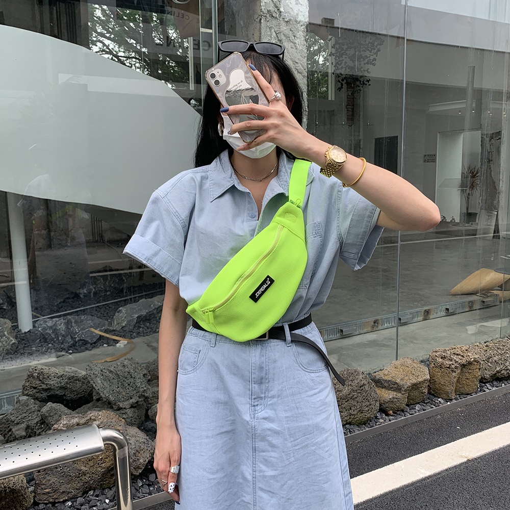 남녀공용 힙색 슬링백 그리드 숄더백 캐주얼 체스트백 6Color