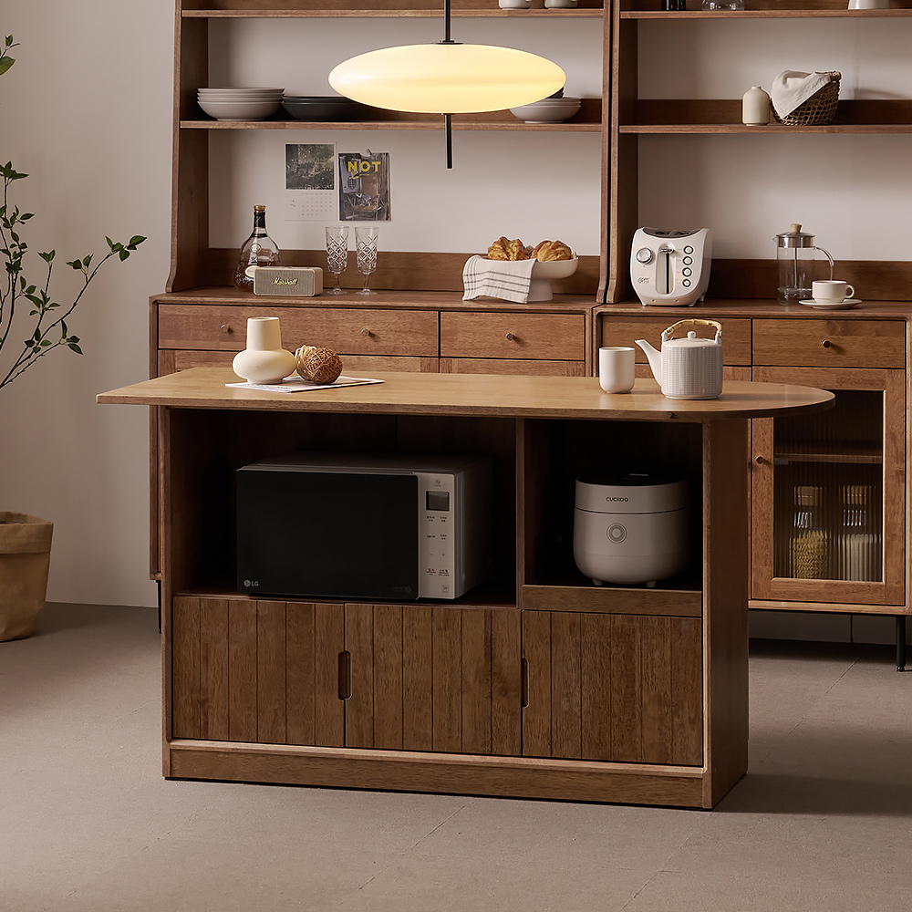 헤이즐 원목 주방수납장 아일랜드 식탁 테이블 홈바 수납장 1500 GM431C