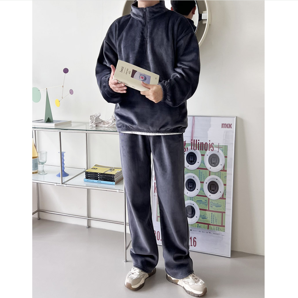 기모체육복 겨울 커플 남자 골덴 트레이닝 츄리닝 세트 셋업 - 상세 이미지 4