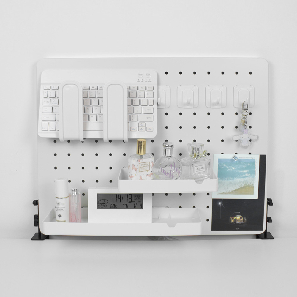 무타공 책상 자석 타공판 화이트 페그보드 (악세서리 포함) 스탠드형 40x40