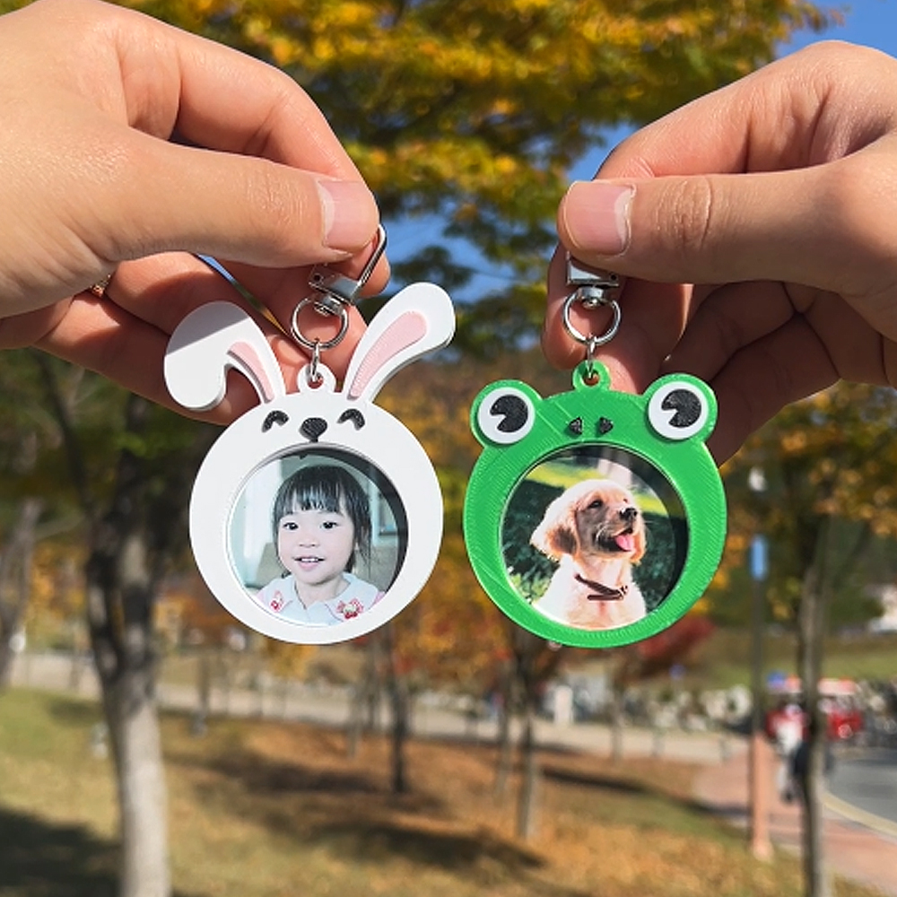 동물 포토키링 열쇠고리 사진 커스텀 원형 굿즈 반려동물 어린이집 선물 아이돌 - 상품 이미지