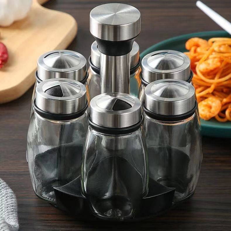 찰스 로테이팅 시즈닝 보틀 양념통 세트 블랙 120ml 6개입 거치대 포함 - 메인 이미지