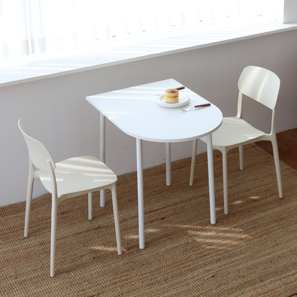 비알프렌드 오호 반타원 식탁 1인 2인 4인 라미네이트 테이블 600폭 800mm, 화이트