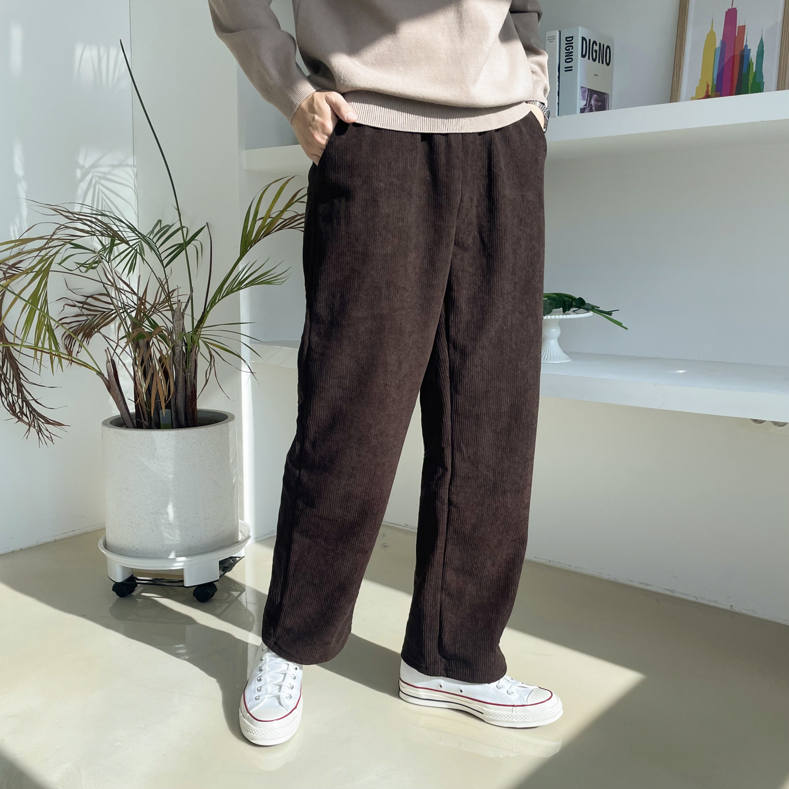 남자코듀로이와이드팬츠 남자기모골덴바지 - 상세 이미지 4