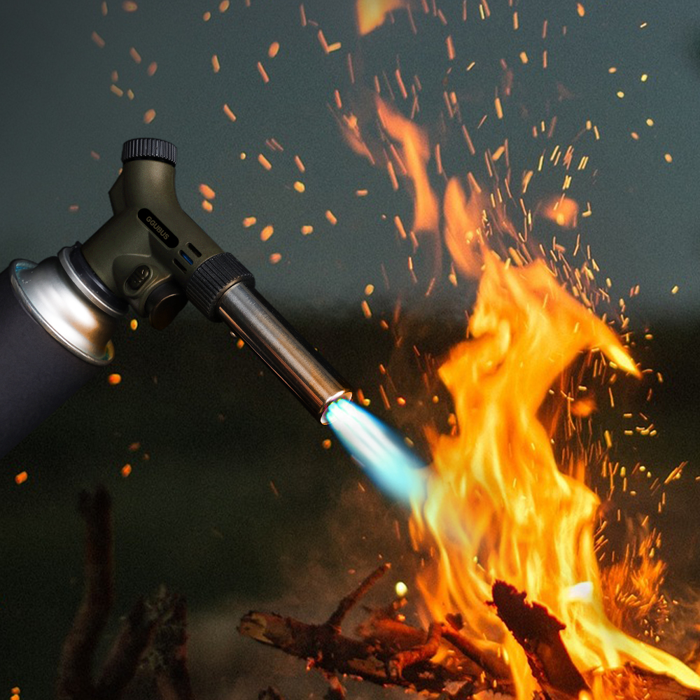 꾸버스 캠핑 요리용 가스 토치 액화방지 원터치 자동점화 휴대용 가정용 안전잠금