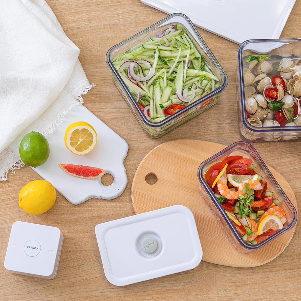 [N단독구성] 프랑코 파워바큠 진공 밀폐용기 올인원 세트 10P(무선 진공 오토펌프 포함)