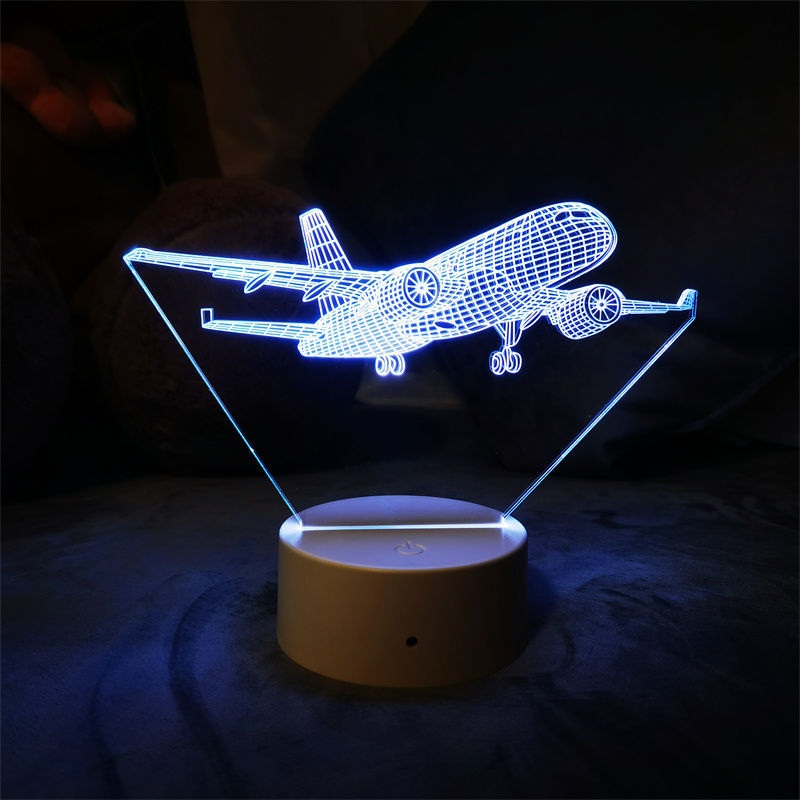 3D LED 항공기 무드등 홀로그램 테이블램프 인테리어 장식품 - 메인 이미지