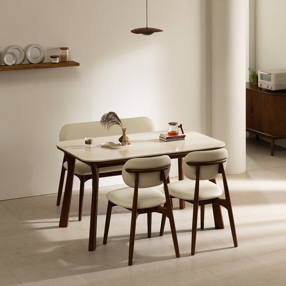 모드니 양면 세라믹 식탁 테이블 4인용 스퀘어 화이트/그레이 1400 내추럴