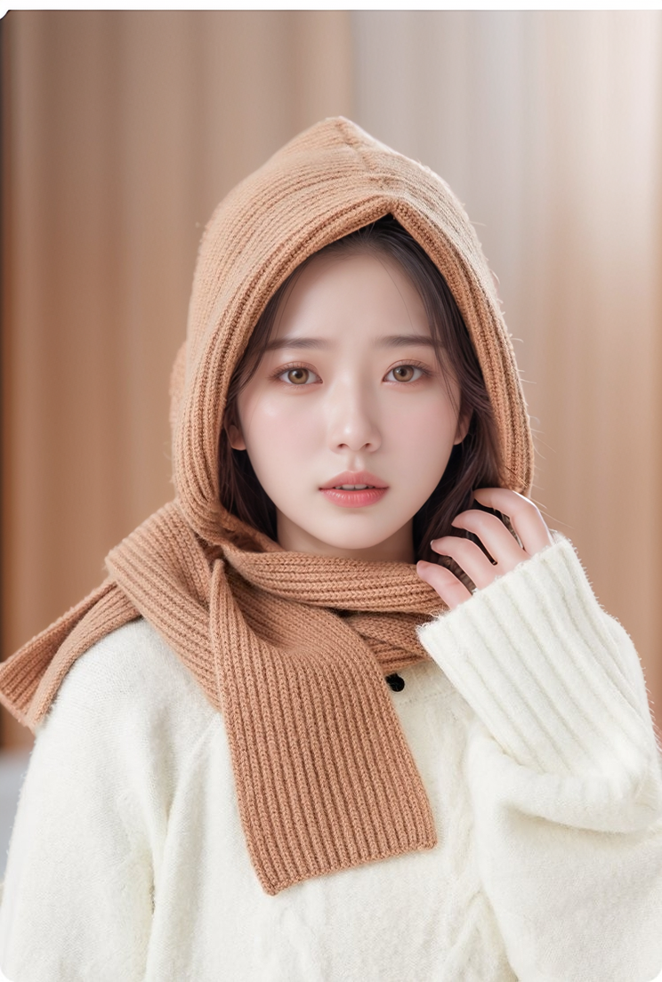울 바라클라바 여성 겨울 고급형 100% 울 니트 후드 목도리 넥워머 러닝 발라클라바 - 상품 이미지