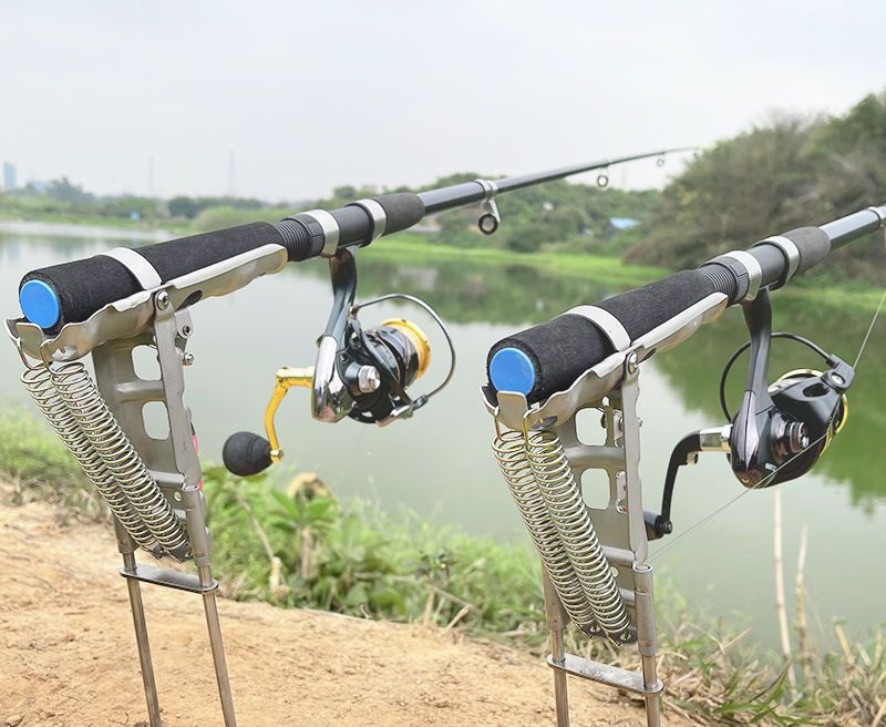 듀얼 스프링 스테인리스 자동 낚시대 홀더 고감도 야외 낚시용 그라운드 인서트