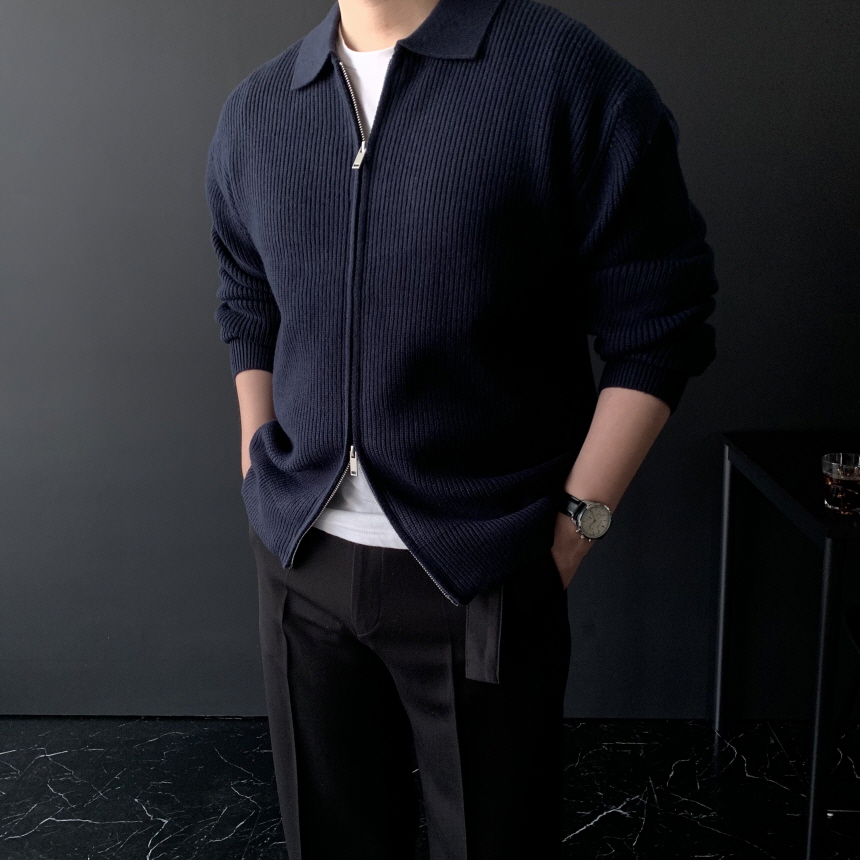 남자 오버핏 가디건 남자니트집업 캐시미어 투웨이 지퍼 카라넥 이미지 8