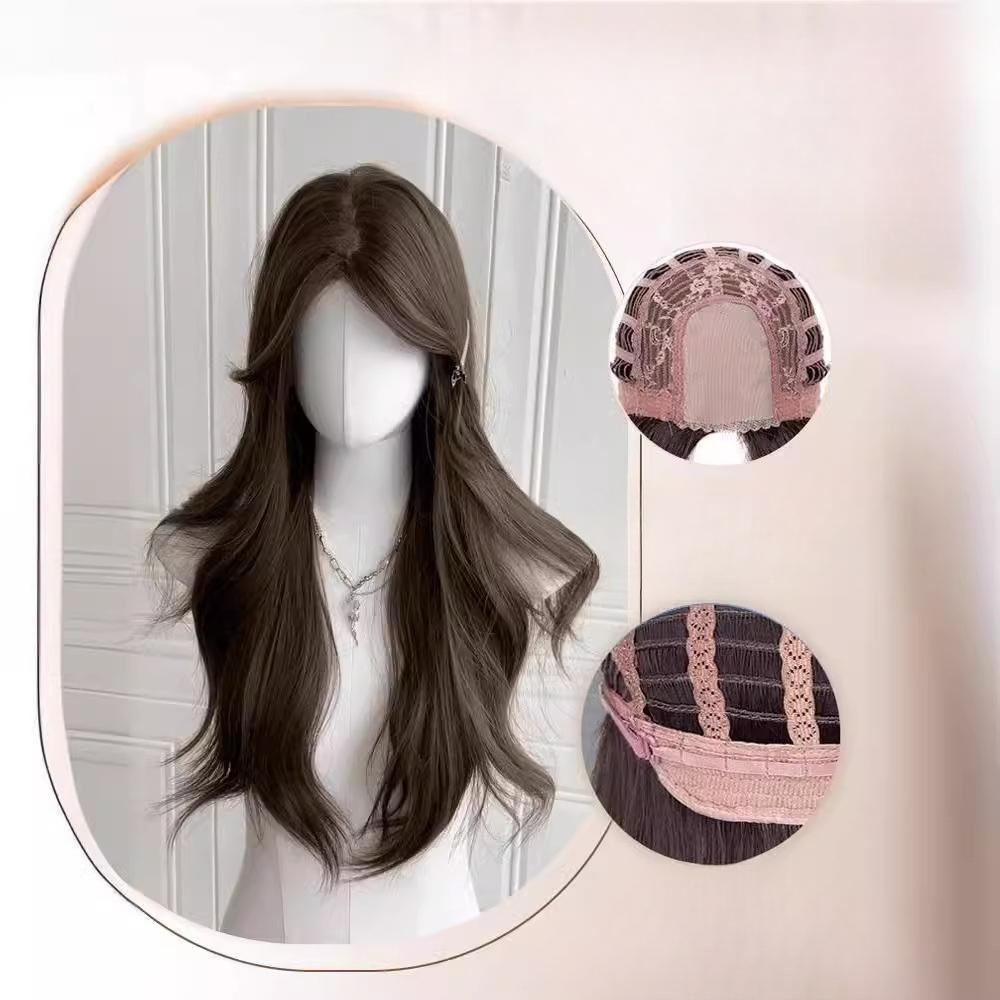 순정리사 통가발 중단발 CURLY HAIR 장발 항암 탈모 긴 생머리 패션 웨이브물결 가발 - 상세 이미지 2