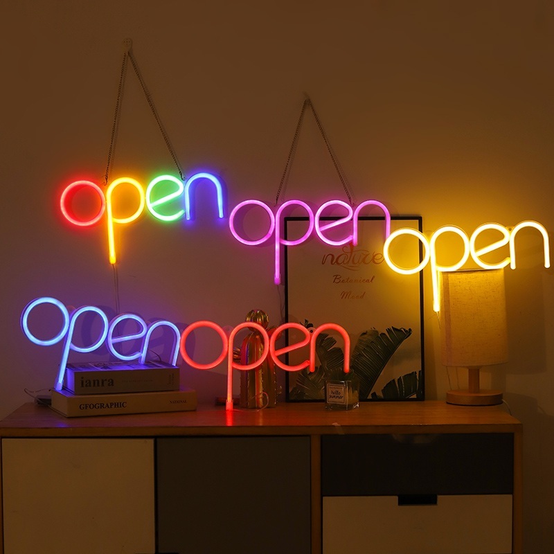 몽환적 분위기 OPEN 네온 사인 출입문 장식 인테리어 - 상세 이미지 2