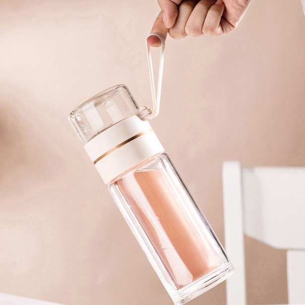 이중유리텀블러 차량용텀블러 보온 투명 차망 텀블러 300ml - 메인 이미지