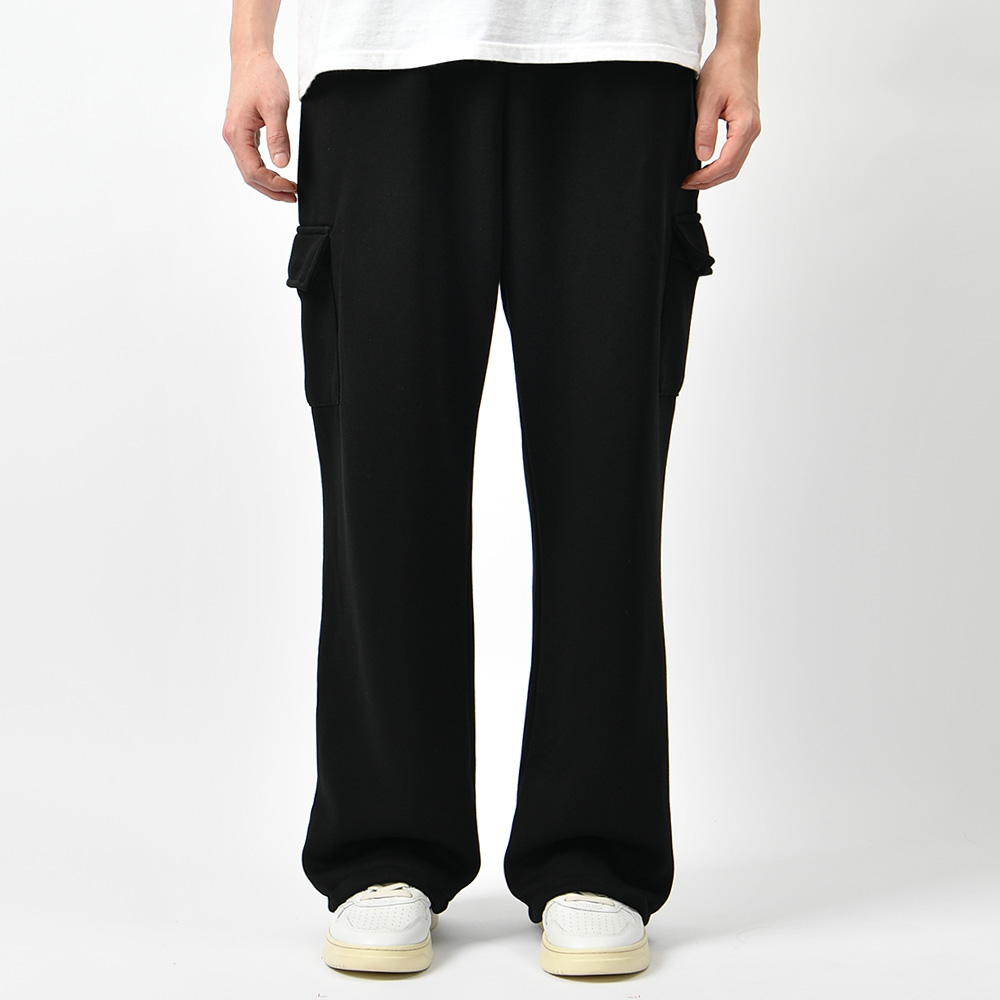 남자 기모 카고 조거팬츠 와이드 밑단 스트링 스판 밴딩 바지 - 상세 이미지 2