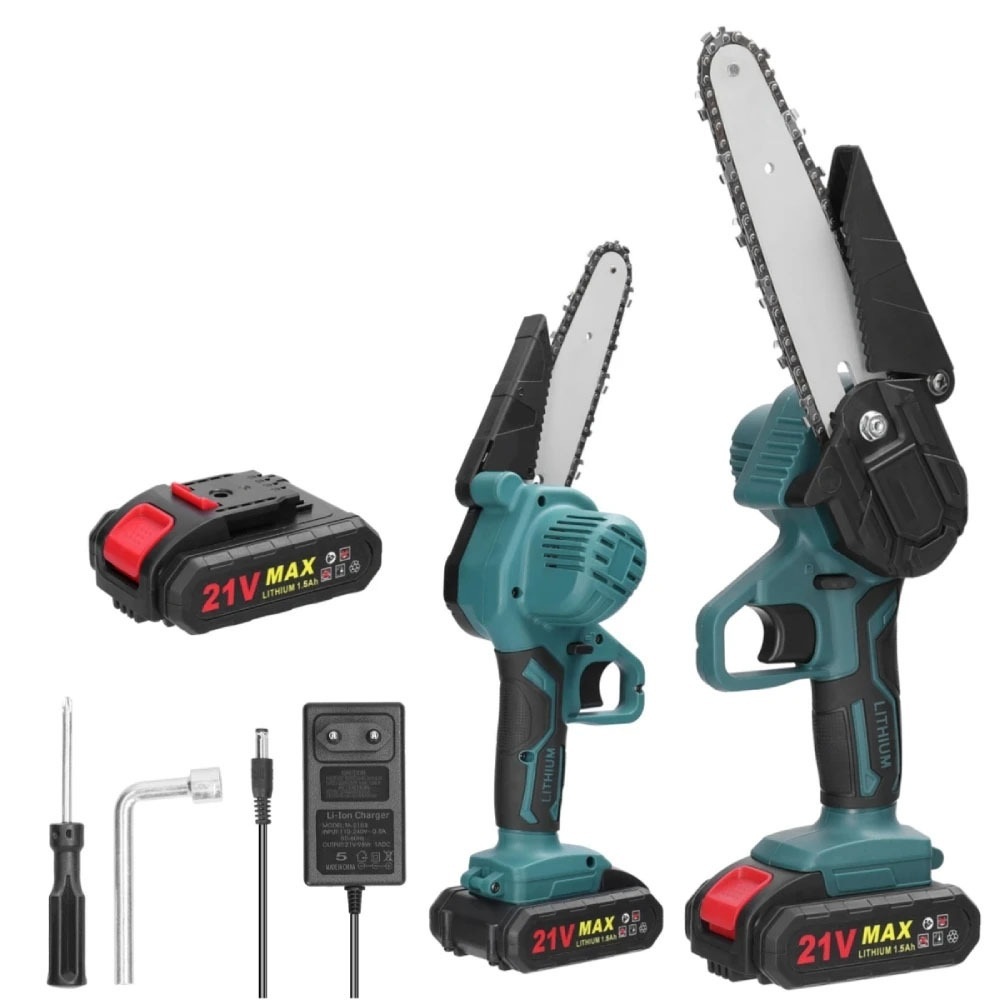 [6인치] 효자 타이거 울트라 더블컷 무선 전기톱 전지가위 풀세트 전동톱 충전톱 체인톱 벌목