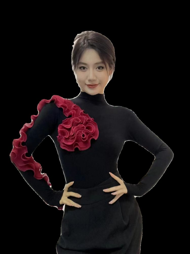 댄스복 살사 무용 탑 공연복 상의 현대 장식 스포츠 연습복 이미지 6