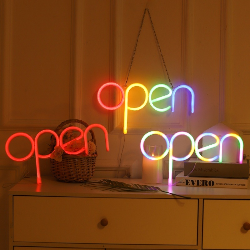 몽환적 분위기 OPEN 네온 사인 출입문 장식 인테리어 - 상세 이미지 3