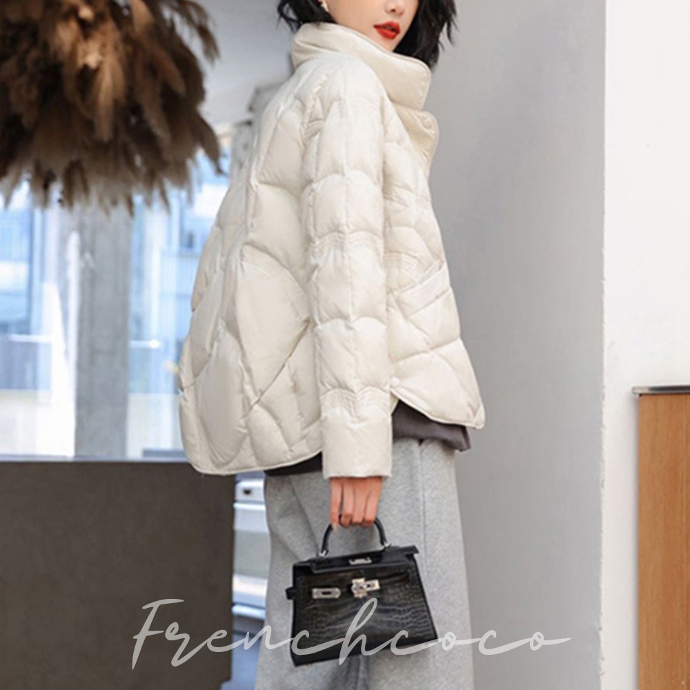 프렌치코코 덕다운 경량패딩 페미닌 패딩 점퍼 오리털 숏패딩