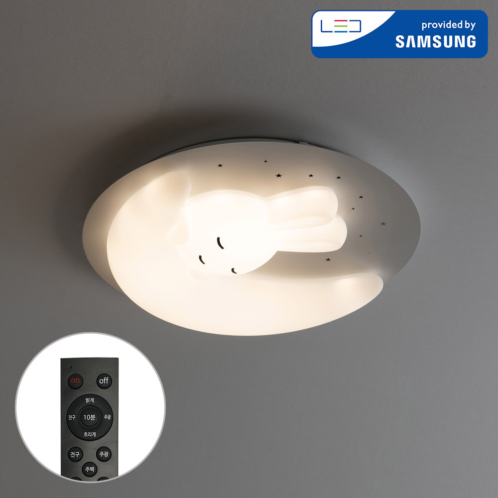 LED 토끼 품은 달 아이방등 75W 화이트 - 상품 이미지