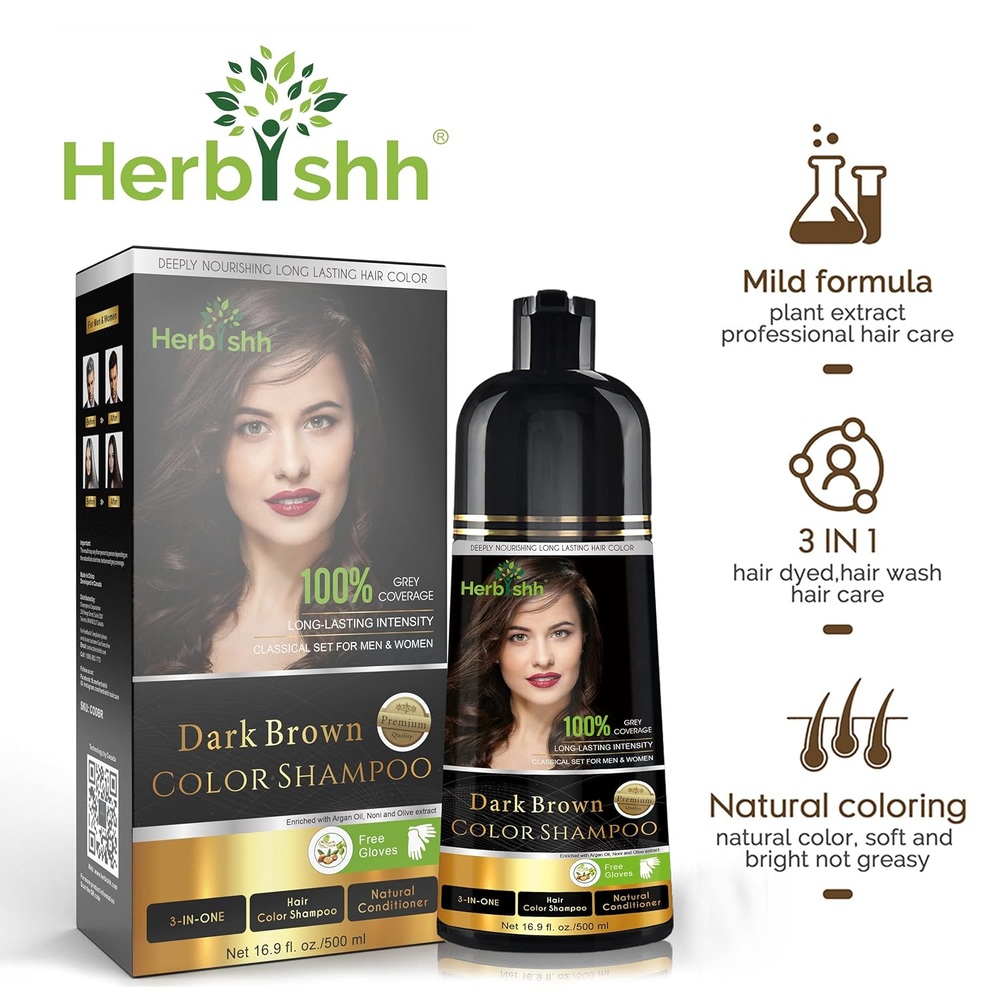 허비쉬 헤어 컬러 샴푸 그레이 헤어용 매직 염색 몇 분 안에 지속되는 컬러 500ml 이미지 7