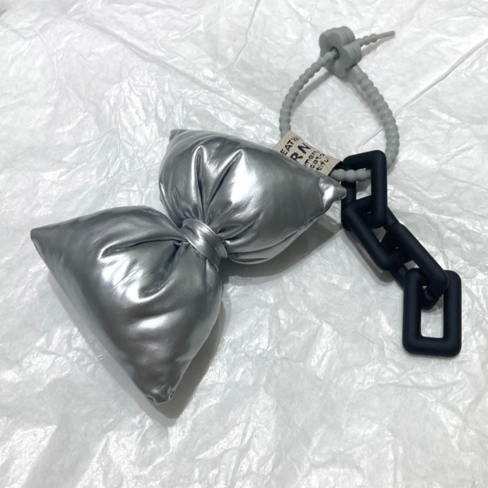 패딩리본키링 키홀더 겨울 빽꾸 가방 차키 휴대폰 실버 - 상품 이미지