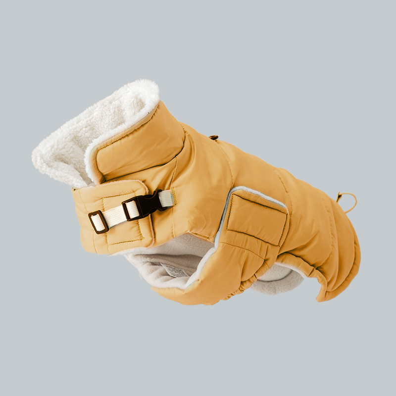 강아지 겨울패딩 조끼 반려견 애견겨울옷 강아지 하네스 머스타드