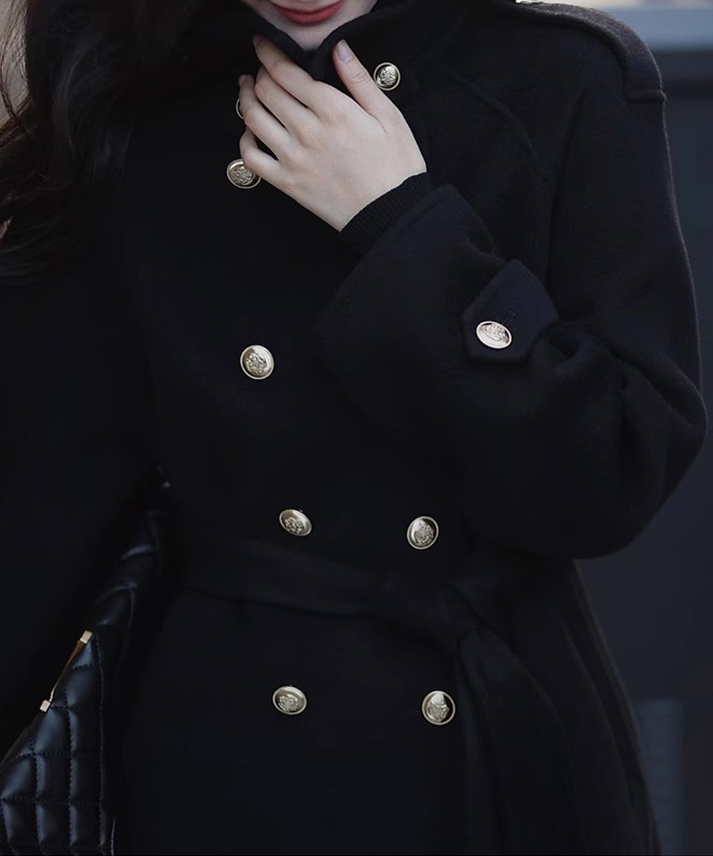 벨티드 코트 키작은 여자 더블 모직 롱 겨울 하객룩 빨간 연말룩 크리스마스룩 상세 이미지 35