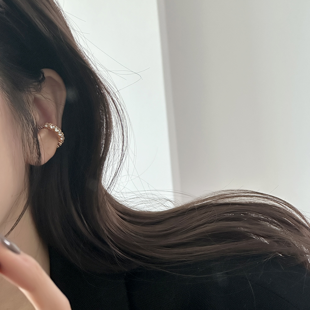 지르코니아 큐빅 이어커프 링 귀찌 귀안뚫는귀걸이 2컬러 24k골드 도금 모임룩 하객룩 - 상세 이미지 3