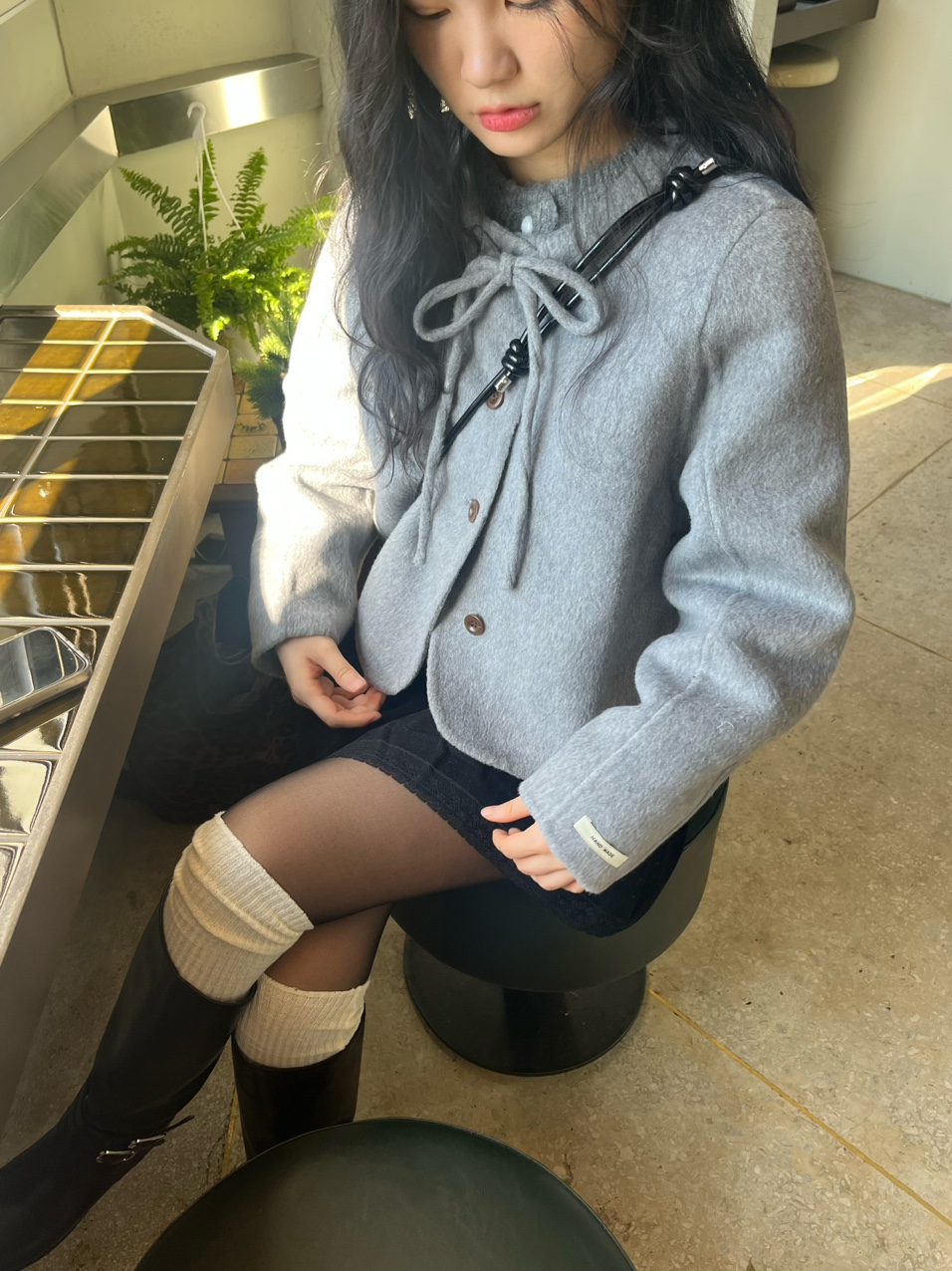 마카롱 리본 울 핸드메이드 숏 코트 (3color) 상세 이미지 53