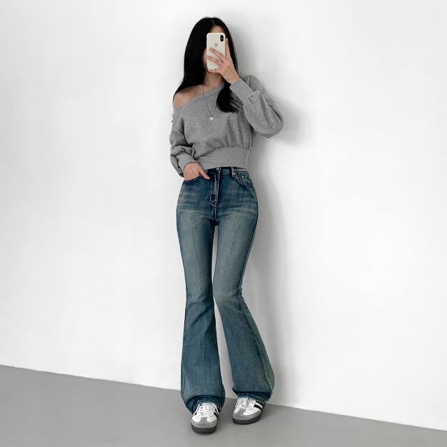 [3단기장/보정핏/발열원단🔥] 렌티아 빈티지 워싱 히든밴딩 겨울 청바지 하이웨스트 슬림 기모 부츠컷 데님 팬츠 상세 이미지 10