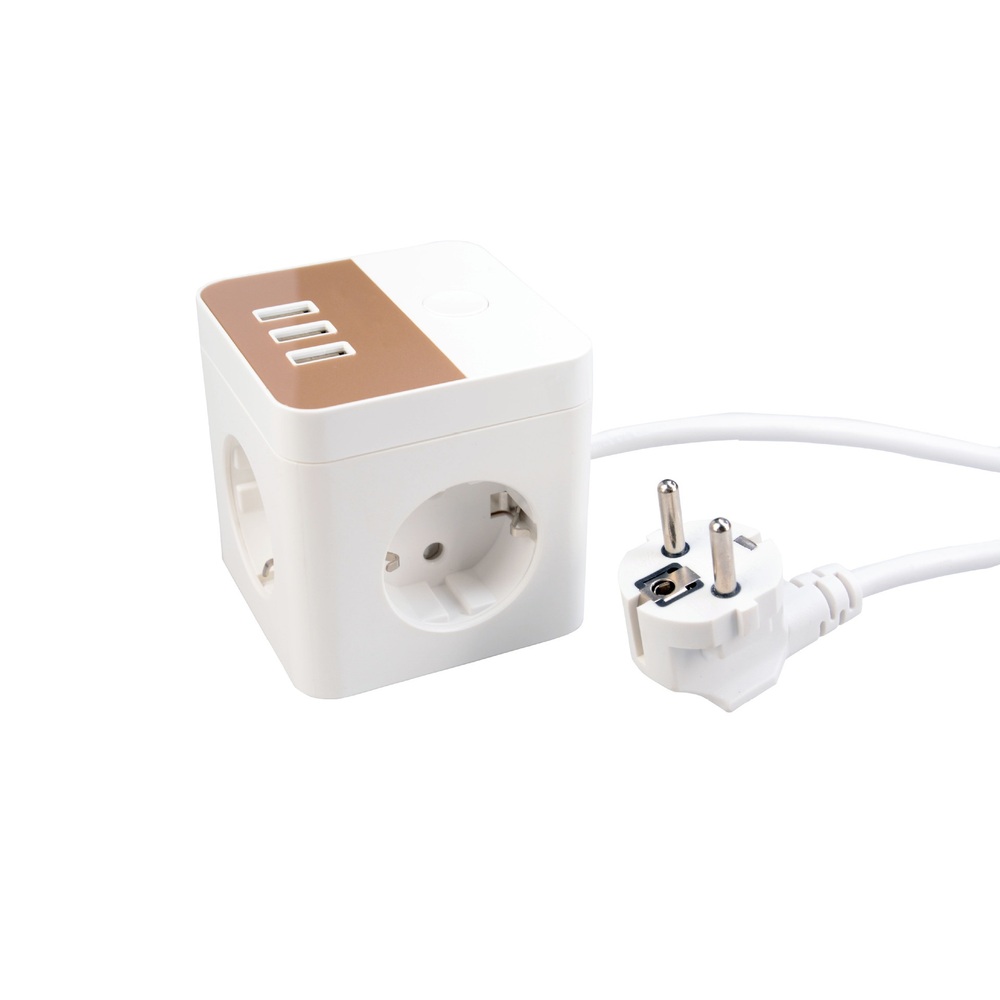 깔끔한 선 정리 USB 멀티탭 큐브 3구 인테리어 멀티 콘센트 - 상품 이미지