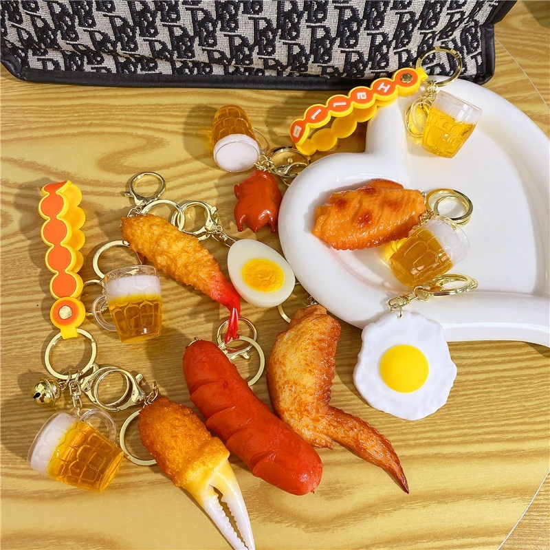 초고퀄 실사 음식 키링 열쇠고리 치킨, 닭 날개, 맥주 - 상세 이미지 5