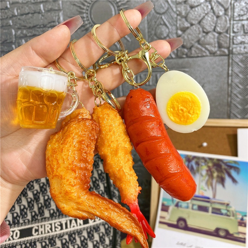 초고퀄 실사 음식 키링 열쇠고리 치킨, 닭 날개, 맥주 - 상세 이미지 2