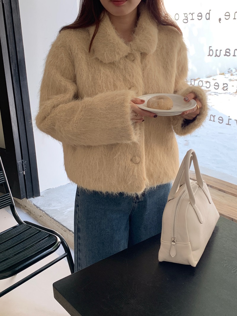 드뮤어 모헤어 브러쉬 부클 하객룩 자켓 / 뽀글이,코트,숏코트,패딩,스웨이드자켓,자켓,무스탕,울자켓,겨울아우터,후리스 - 상세 이미지 4