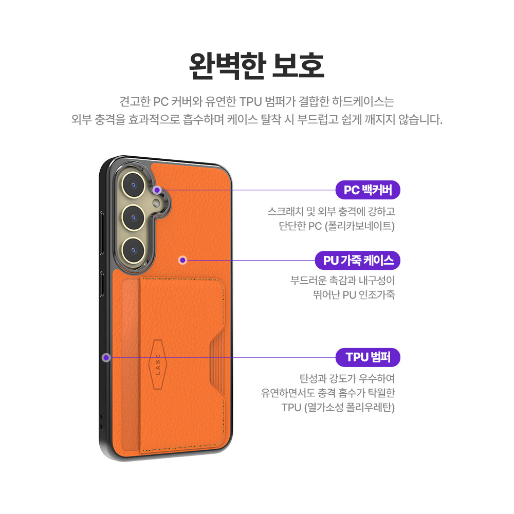 랩씨 카드 슬롯(수납) 레더 케이스 블랙, 갤럭시S24 플러스 - 상세 이미지 3